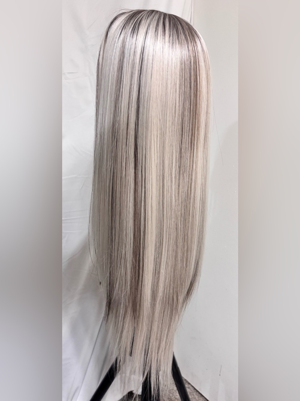 Silky Straight Platinum Blonde Highlight Wig - Smilco lace front